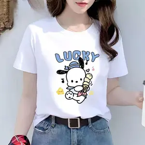 Women's Oversized Graphic Tees - Cute Pochacco "LUCKY" Print | Kawaii Trendy T-Shirt