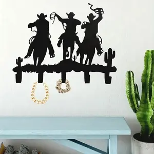 CIFbuy Cowboy Metal Wall Mounted Hook Rack, Decorative Organizer with Hooks for Easy Installation Hanging Storage