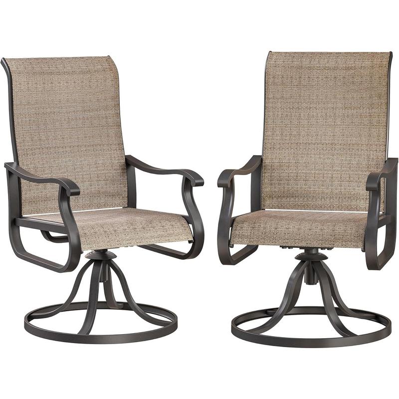 Amopatio Modern Patio Swivel Chairs Sets, Outdoor Dining Chairs with Back, All-Weather Swivel Rocker Chair for Poolside/Garden/Porch/Deck