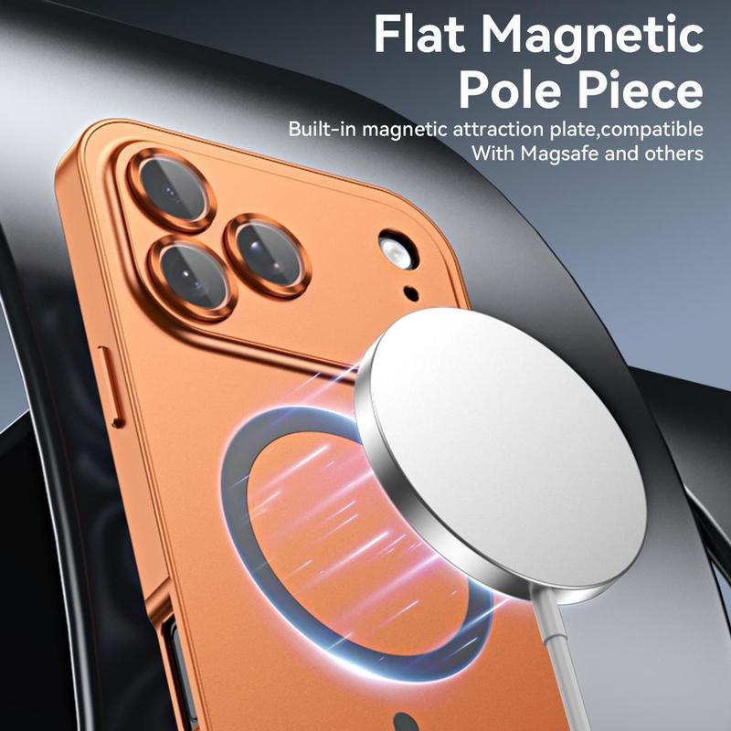 ACCE Alloy Aluminum Metal Frame with MagSafe Magnetic PC Backplate Case for iPhone 17 Pro Max 17 Air 17Pro 16 15 14 13 12 Pro Max Ultra Thin Phone Cover with Full Coverage Lens Protector Support Wireless Charging Durable Shockproof Casing
