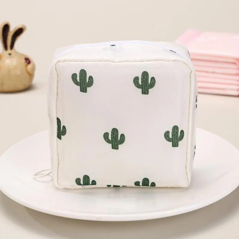 Pink/White Floral Sanitary Napkin Pouch - Cute Period Organizer for Girls & Teens