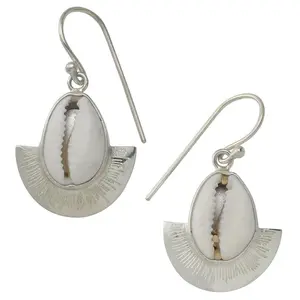 Cowrie Shell Sterling Silver Earrings