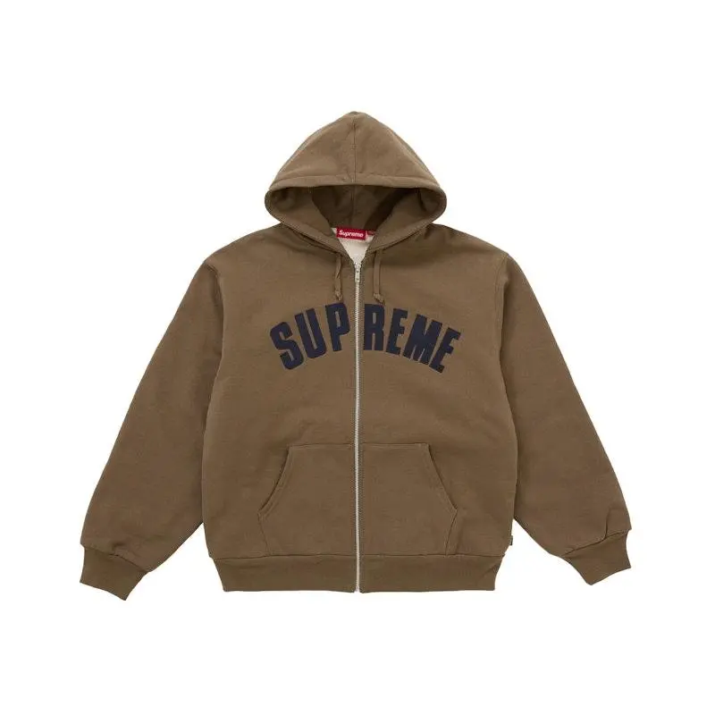 Supreme Men's Arc Thermal Lined Zip Up Hooded Sweatshirt Brown, from StockX