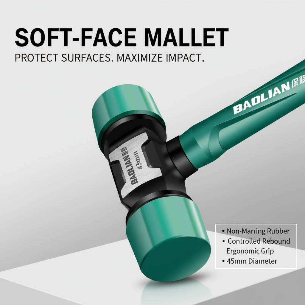 Heavy Duty Rubber Mallet Hammer, TPU Head Installation Hammer, Shock Absorbing Non-Slip Handle, Floor Tile & Woodworking Tool