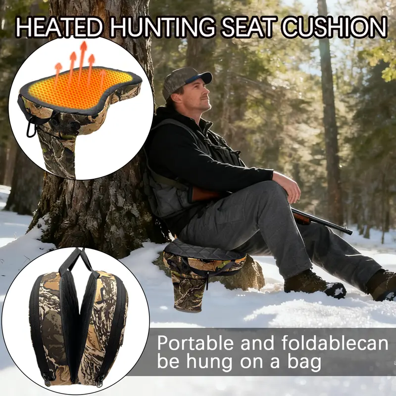 USB Powered Heated Seat Pad with 3 Temperature Settings, Lightweight Foldable Oxford Cushion for Camping & Hunting Stands, Lightweight Foldable Chair, Oxford Cloth, Thermal, Cushion Comes Ready For Outdoor Use, Adjustable Temp, Portable, Outdoor Seating,,