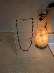 Amethyst & Fluorite Beads Necklace with Toggle Clasp - Elegant Gemstone Jewelry Piece