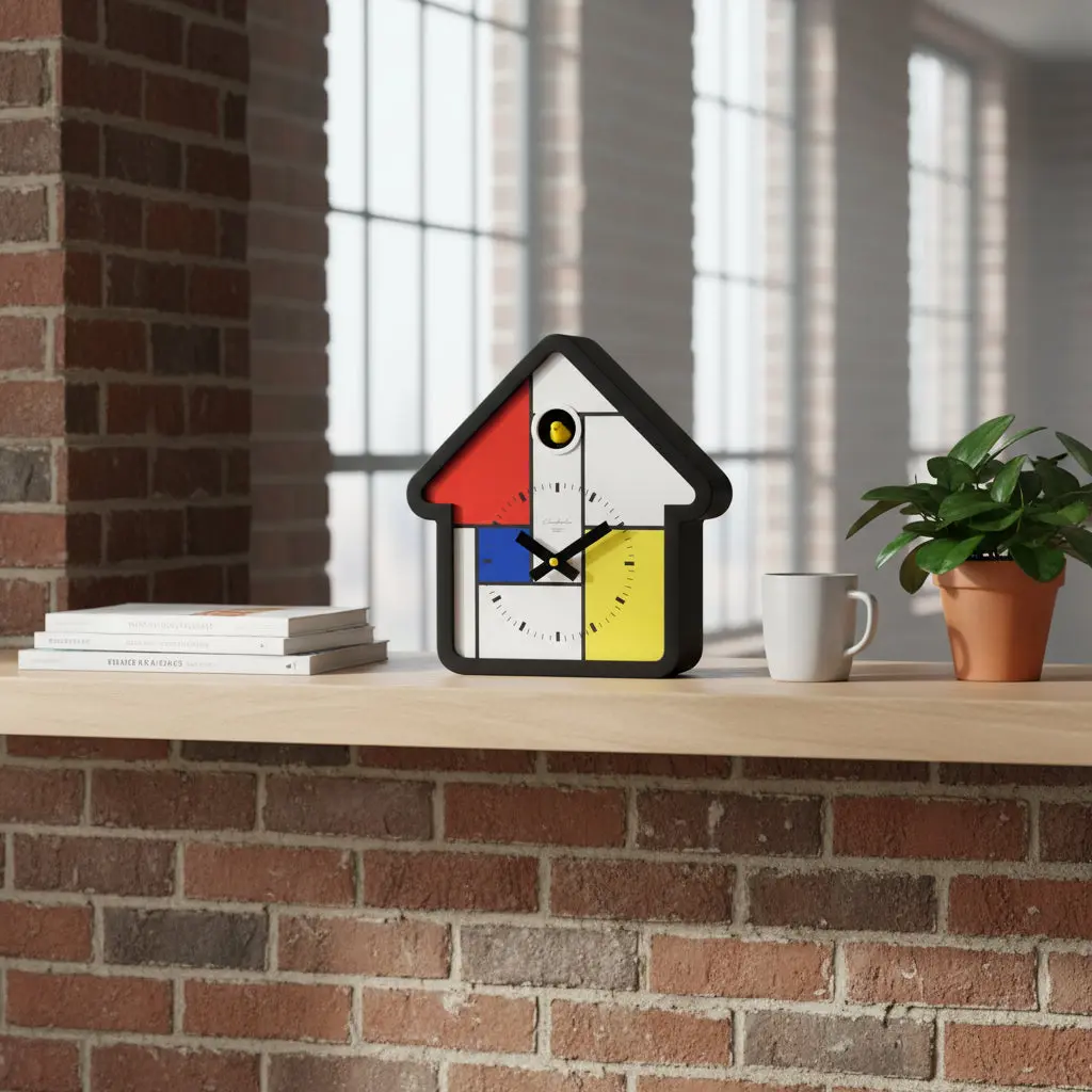 Mondrian House Modern Cuckoo Clock
