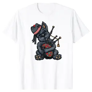 Scottish Terrier Lovers’ Tee – Bagpipe Design for Tartan Day, Short Sleeve Comfort