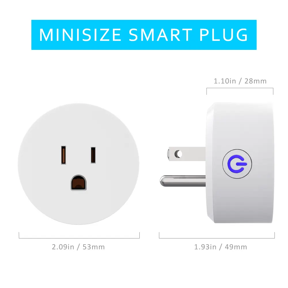 2-Pack Mini WiFi Decor Smart Plug, US 120V Socket, Works with Alexa & Google Home, Smart Life App Remote Control, Timer Schedule, Energy Monitoring, No Hub Required for Home Appliances
