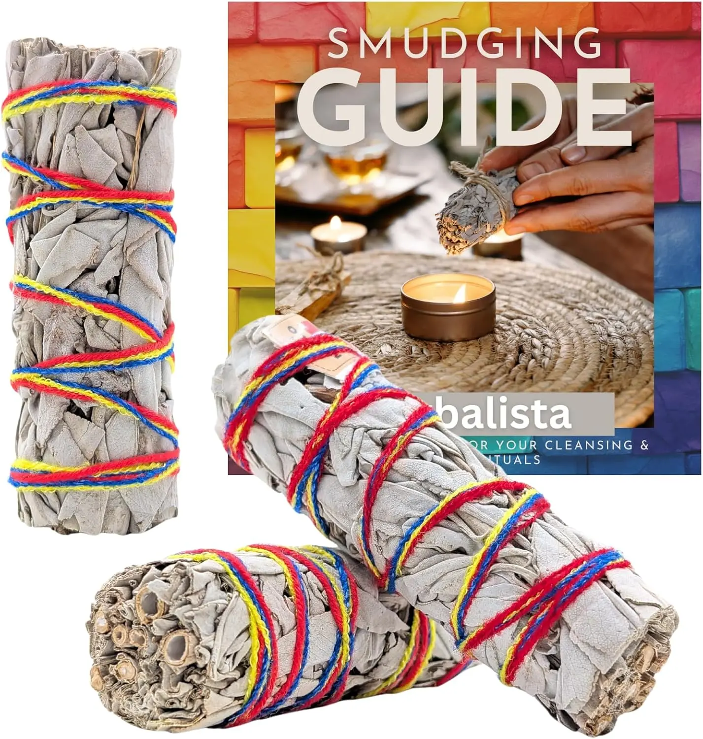 Herbalista White Sage Smudging Kit - 3 Chakra-Inspired White Sage Bundles (4") | Cleanse, Balance & Uplift | Perfect for Meditation, Intention Setting, & Spiritual Healing
