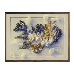 Iceland 1901 Shaded Relief Map