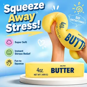 Butter Squeeze Fidget Toy, Soft Stretchy Squishy Stress Relief Toy, Realistic Food Sensory Hobby Play Toy for Teens and Adults, Fun Desk Accessory Gift for Anxiety Relief and Boredom