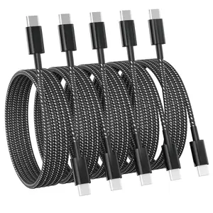 USB C to USB C , 5Pack 6FT 60W(3.1A) Nylon Braided USB C Charger  for for  17/  16/16 Plus/16 Pro Max/15/15 Plus/15 Pro Max, MacBook Pro, iPad Pro Air, S24/S24 Ultra/S23