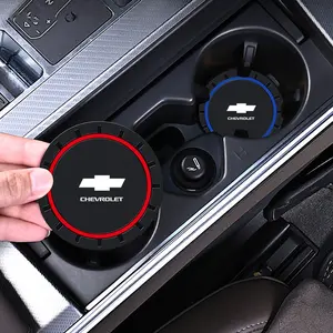 2pcs Car Coaster for Chevrolet Models, Anti-Slip Water Cup Pad, Anti Slip Mat, Auto Accessories for Spark, Captiva, Cruze, Tracker, Orlando, Trax, Epica, Nubira