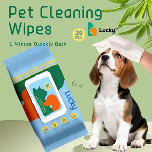 Luckymyth  PET Glove Wipes，Freshening Grooming Dog&Cat Disposable 20Pcs pet hair removal tool Satisfied skin care Outdoor No-clean Hypoallergenic Facial Disposable No-Rinse Grooming Formulated for petwipes Deodorizing sticky hair#petlife