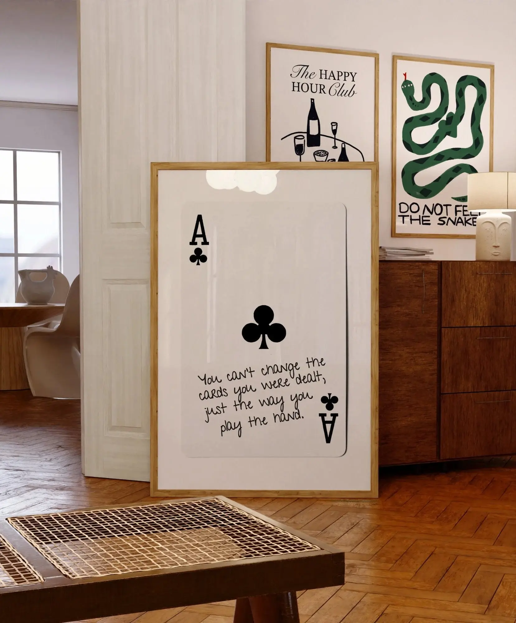 Ace of Clubs Playing Card Poster Print, You Can’t Change The Cards You Were Dealt Quote Wall Art, Motivational Poker Casino Typography Poster for Game Room Bedroom Office Dorm Decor, Gift for Card Player (Unframed)