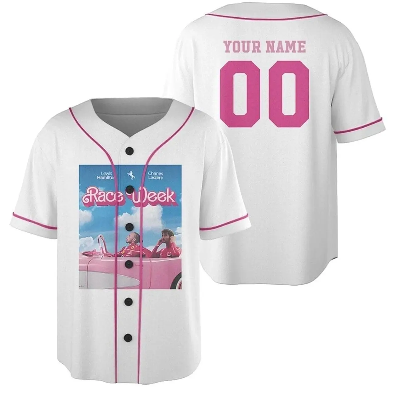 Custom Charles Leclerc and Lewis Hamilton Jersey, Cute Pink Comfortable Race Wee