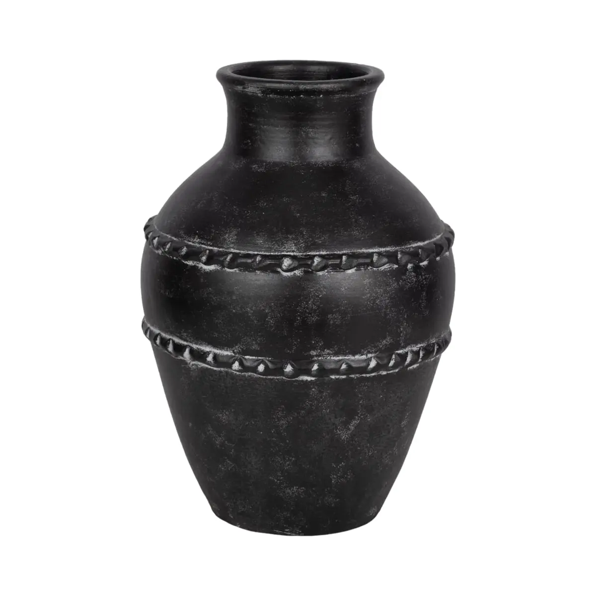 212 MAIN 16 in. Large Traditional Black Terracotta Functional Flower Vase - Decorative Home Decor Vase for Home Use