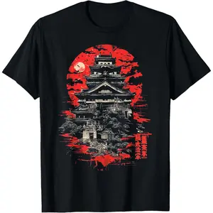 Casual Round Neck Shortsleeve Fashion Cotton Graphic Tees Streetwear Anime Japanese Goth Castle Cyber Sigilism T-Shirt