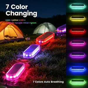 IP68 waterproof solar ground light, Solar Led Lights, 5-ton anti rolling RGB seven color warm white blue multi-color optional automatic sensing light on/off outdoor courtyard staircase deck swimming pool balcony 4-piece ambient light set