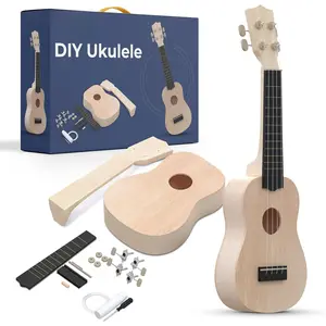 DIY Ukulele Kit - Build Your Own Guitar with 21-Inch Soprano Ukelele Kit, Includes 33 count Make Your Own Ukulele Acoustic Guitar DIY Projects