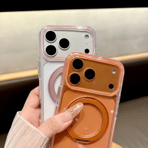 360 °   Rotating Magnetic Stand Case for iPhone 17 Pro Max - Premium Transparent Design |   Compatible with iPhone 16 Pro Max, 14, 15 Pro, and 13 |   Ultra-Thin, Drop-Resistant Back Cover |   Stylish & Unisex