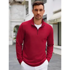 COOFANDY Men's Quarter Zip Up Pullover Lightweight Mock Neck Sweatshirt Casual Long Sleeve Polo Shirt
