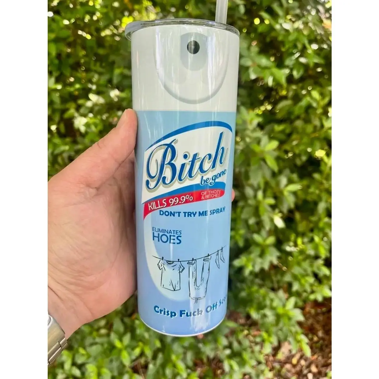B!tch Be Gone & FCK OFF! 20oz Tumbler Different Colors Available, Funny Lysol Parody Bleach Can, Sarcastic Gag Gift for Bestie Friend