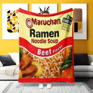 A Multi - Purpose Fun Maruchan Ramen Flannel Blanket – Ultra - soft for home, camping, office. Perfect for food lovers who adore vivid, beef - flavor ramen designs and cozy luxury.