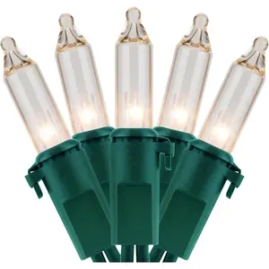 200 Clear Christmas Lights, Pack of 2 Sets 33 Feet 100 Count UL Certified Incandescent String Lights (Clear - Green Wire)