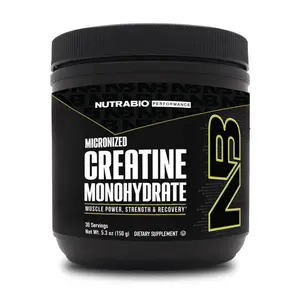 NutraBio Micronized Creatine Monohydrate Pure Micronized Creatine Powder for Muscle Strength, Workout Recovery & Athletic Performance Support, Unflavored, 30 Servings, 150g