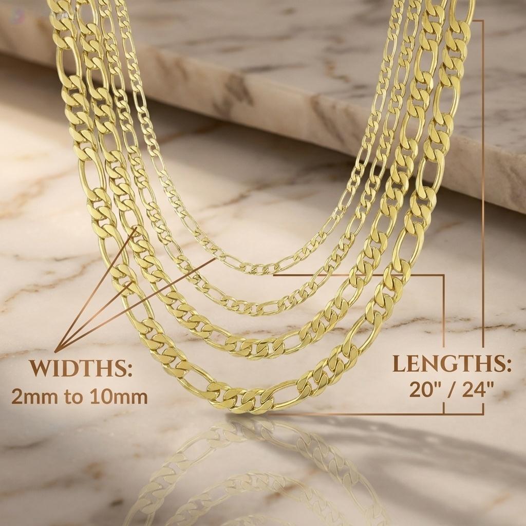gold-plated chain necklace, stylish Cuban-link chain with a clasp closure, width: 2/2.5/4/6.5/8/9/10mm, fade-resistant and durable, length: 20in/51cm, 24in/61cm, comes with a gift box