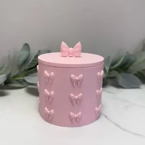 3D Printed Bow Container, Cute Coquette Vanity Decor (3D Printing Supplies for Office & Vanity Use)