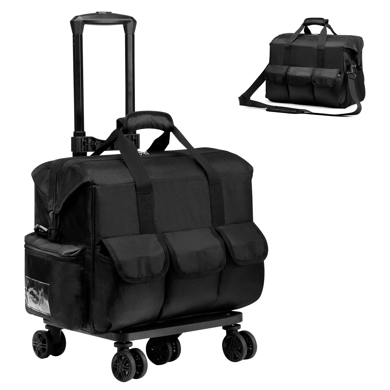 Nurse Rolling Bag - Heavy-Duty Polyester Luggage, Large Capacity, Carry On Roller with Wheels, Smart Pockets, Zip Closure for Nursing School, Clinical Use