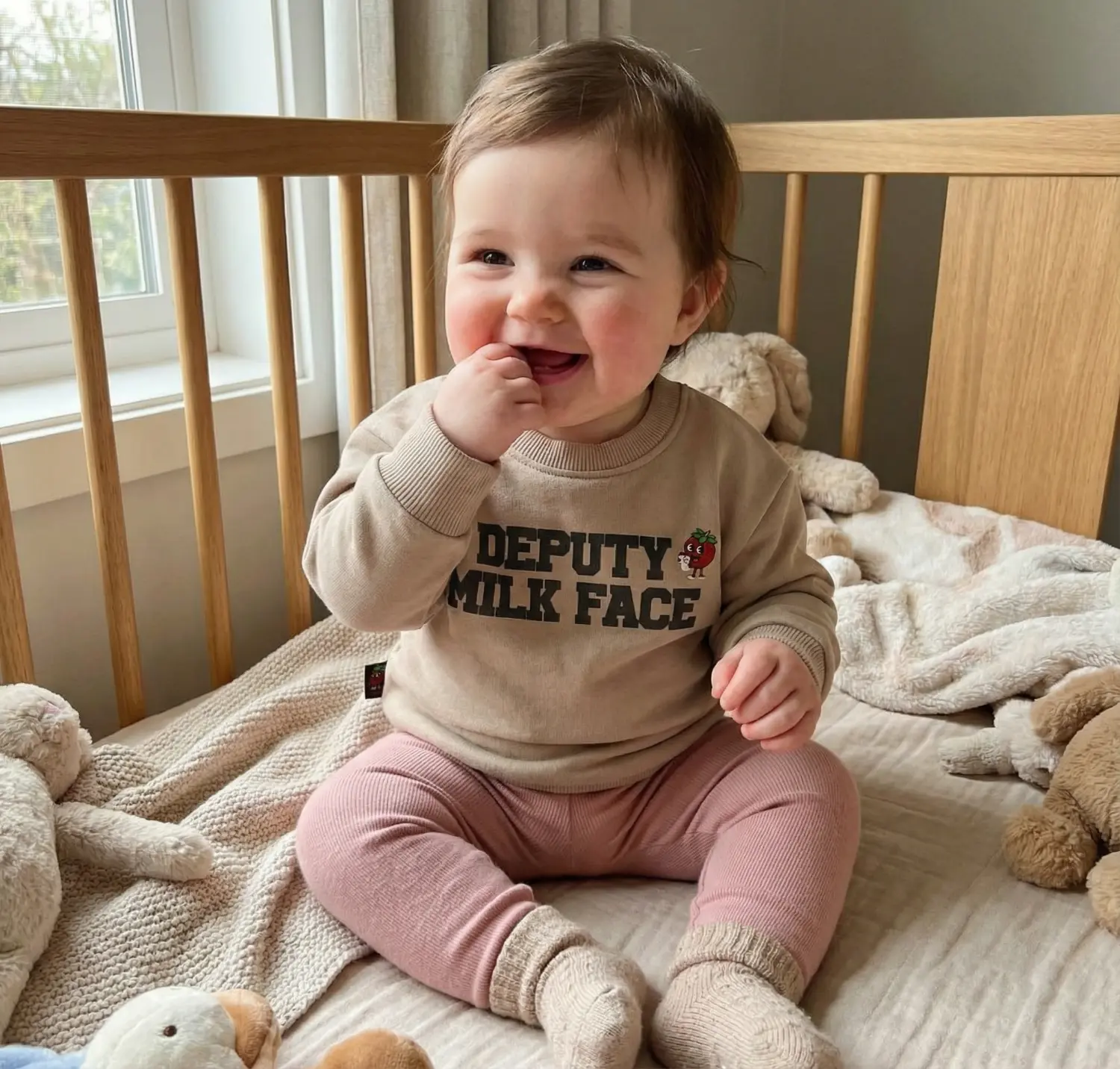 DEPUTY MILK FACE 400 GSM Cotton Crewneck | Warm Taupe