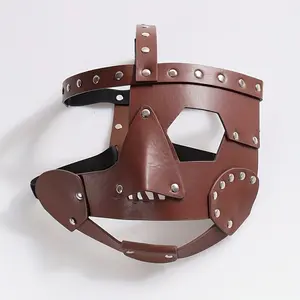 1Count Colosseum PU Leather Mask Medieval Warrior Role Play Carnival Masquerade Masquerade Roman Egyptian Mythology Soldier Vintage Punk Carnival Party Costume Fixture