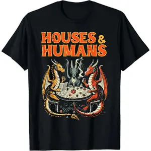 🎮👾[100% Cotton][Graphic Tee]"Gaming Houses Humans Funny RPG Parody T-Shirt – Hilarious Gamer Shirt for Men, Video Game Humor Tee, Perfect for RPG Fans, Casual Gamer Apparel, Funny Gaming Gift, Unique Gamer Graphic Tee for Men, Perfect for Game Night"
