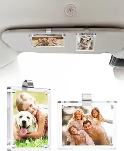 2PCS DIY Personalized Photo Car Sun Visor Clip & Decoration - High-Transparency Acrylic, Magnetic Display Frame, Unique Men's Gift for Vehicles Backseat Hanging Organizer Backseat Storage Bag unique photo car accessory