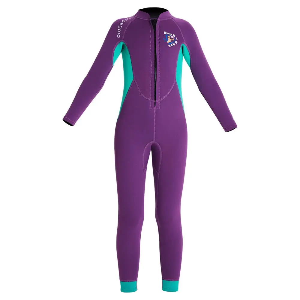 Girls' 2.5mm Neoprene Durable Full Wetsuit, Long Sleeve Thermal Swimwear with UV Protection for Swimming, Diving