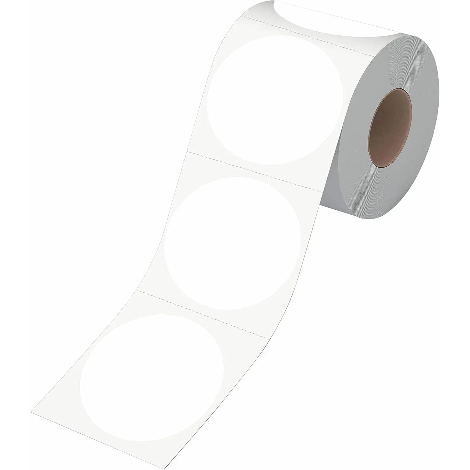 500 count Round White Color Coding Circle Dots Inventory Stickers Labels with Perforation Line in Roll (3" in Diameter)