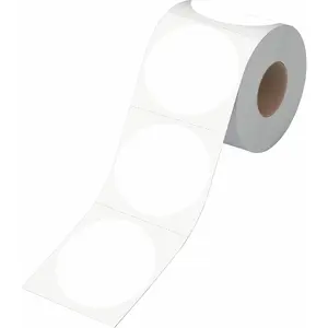 500 count Round White Color Coding Circle Dots Inventory Stickers Labels with Perforation Line in Roll (3" in Diameter)