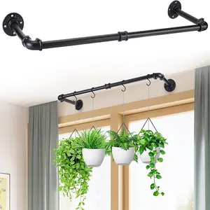 Plant Hanging Rod, with 3 Hooks, 36" Plant Hanger Indoor, Hanging Planter for Indoor Plants, Window Wall Ceiling Plant Hanger (POTS & PLANTS NOT INCLUDED)