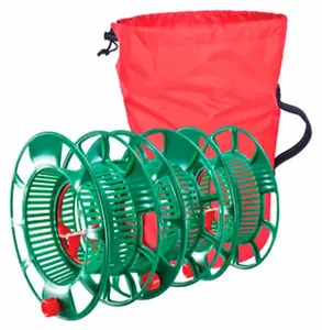 Green Plastic Christmas Light Reels with Red Storage Bag - 3 Count