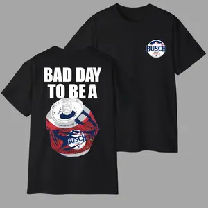 Official "Bad Day" 2 Sided T-Shirt, Funny Retro Apple Cold Drink Can Graphic Tee, Summer Drinking Shirt Gift for Beer Lovers, Casual Streetwear Men Gifts
