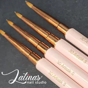 3D 100% Kolinsky “ Artistic S”Latinas Nail Studio Nail Art  Sculpture Brush Round ferrule  Metal Non-Slip Grip Handle for Manicures 3D Nail Art Flower Designs (Size #5)