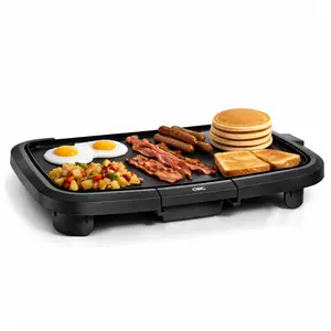 COOK WITH COLOR Electric Griddle 1200W, Nonstick Surface for Pancakes, Burgers, Eggs & More, Removable Temperature Control, Slide-Out Drip Tray, 10" x 16" Cooking Area