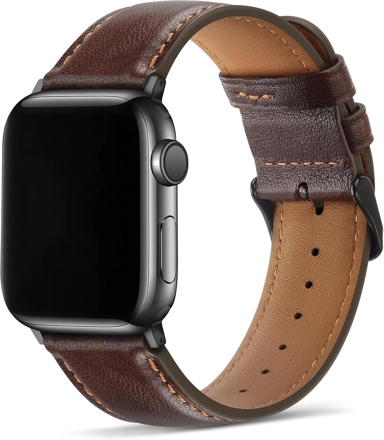 Bands Compatible with Apple Watch Band mm (Series/) mm mm mm Men Genuine Leather Replacement Bands Compatible with Apple Watch SE Series         , Retro Brown