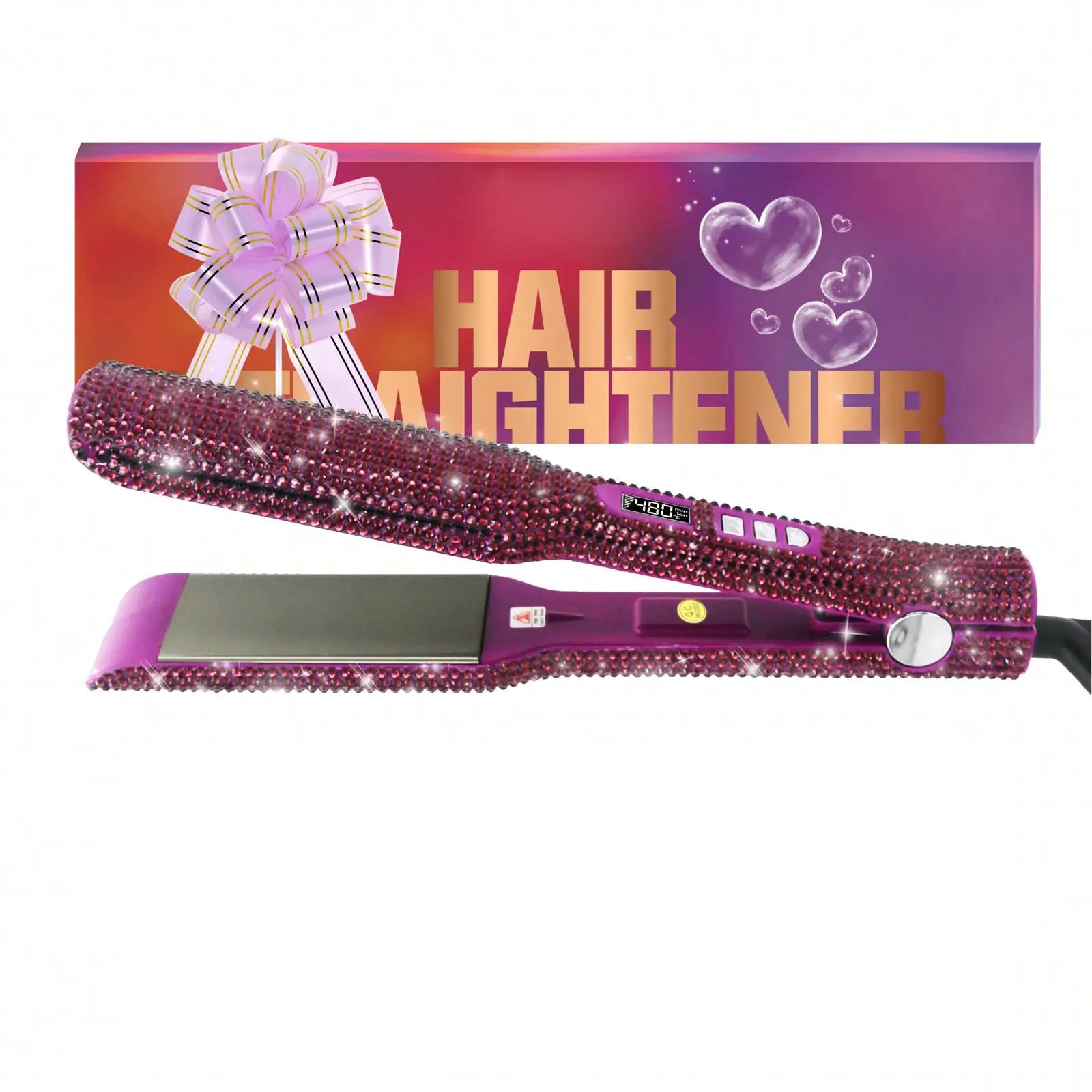 DORISILK Bling Rhinestone 2-in-1 Hair Straightener & Curler - 2
