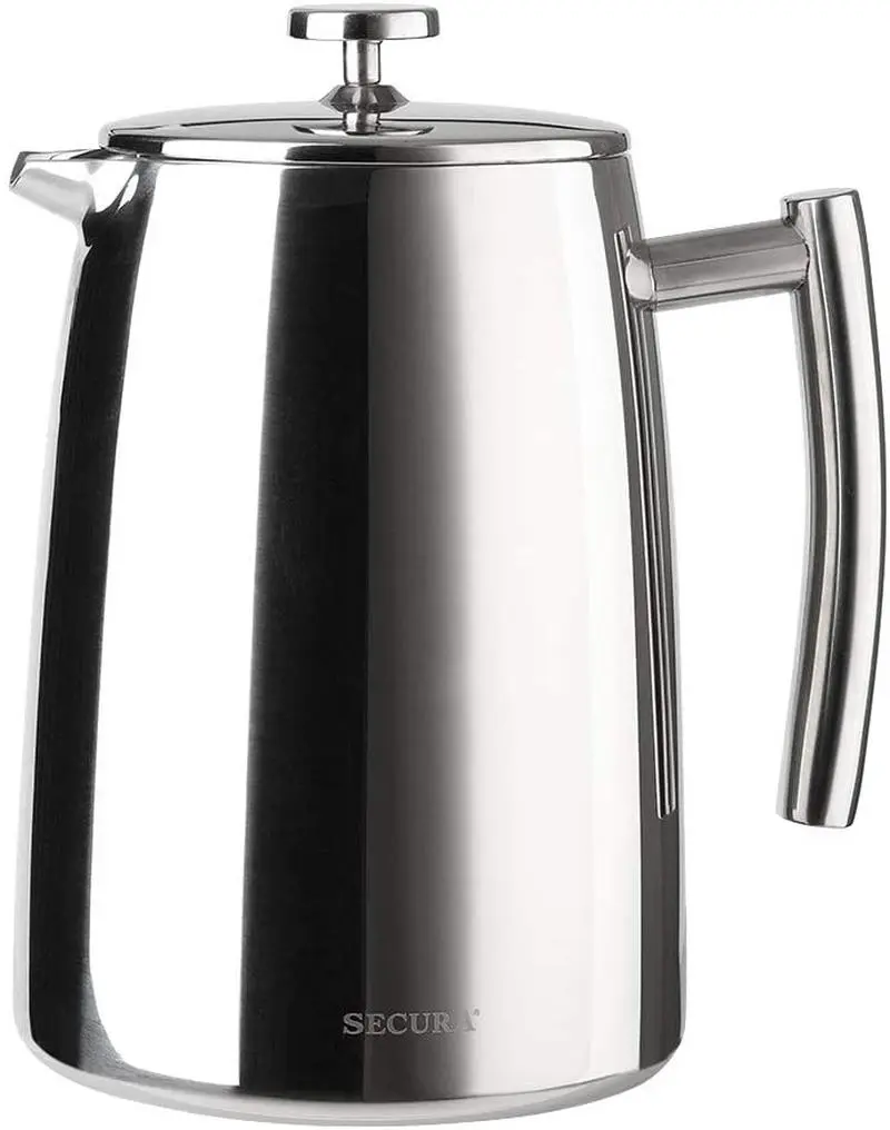 Secura Insulated 50oz 304 SS French Press Coffee Maker - Solid Metal Coffee Pot with Dishwasher-Safe Triple-Filtered Extra Screen