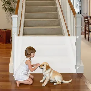 VEVOR Retractable Baby Gate, Extends to 56.3 inch Wide, 31.3 inch Tall, with Security Lock, Easy to Use, Walk Through Without Tripping, Mesh Dog Gate for Stairs, Hallways, Indoor/Outdoor, White